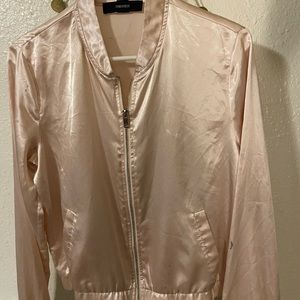 Pink silk bomber jacket